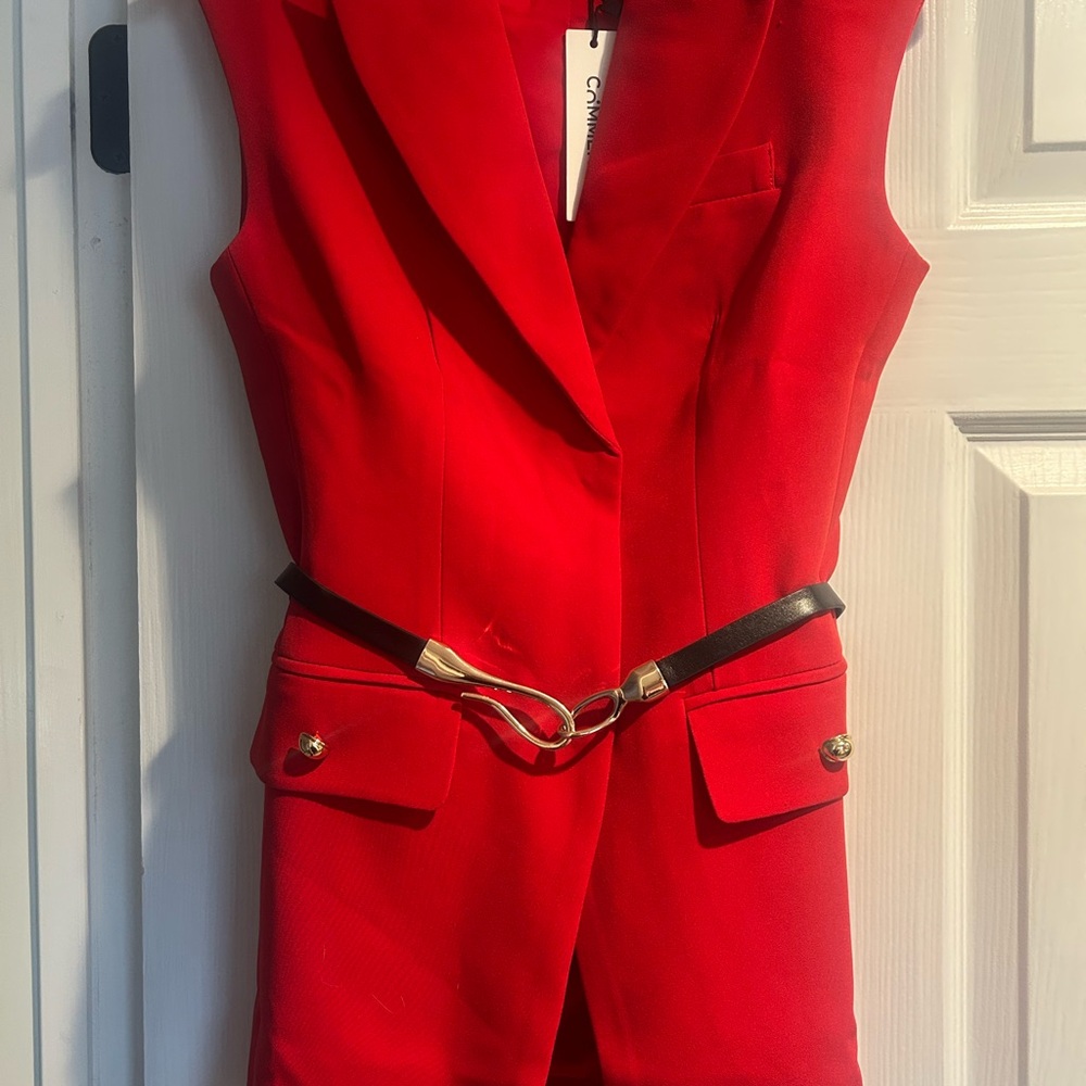 Commense Vibrant Red Blazer Vest